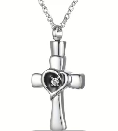COLLANA CINERARIA CROCE CON CRISTALLO
