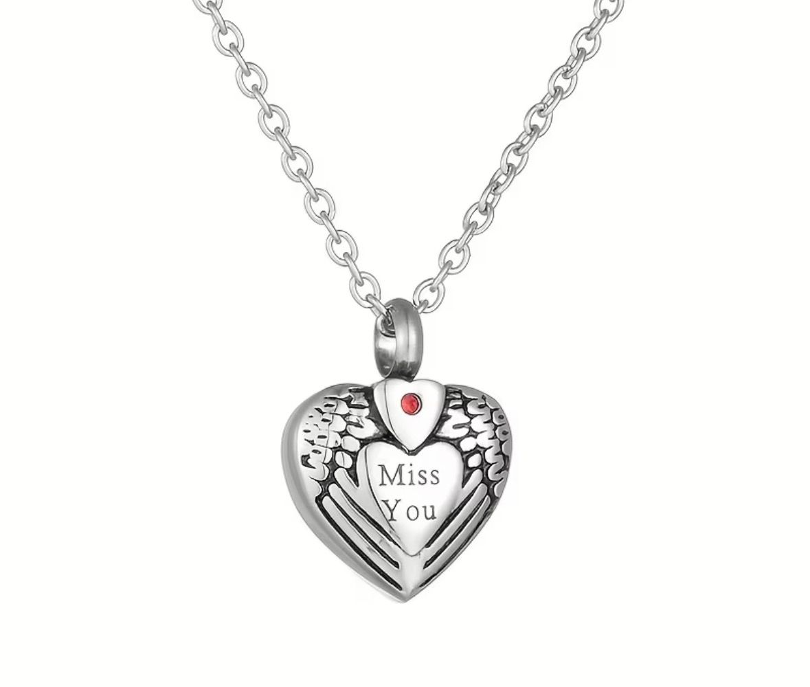 COLLANA CINERARIA CUORE ALATO