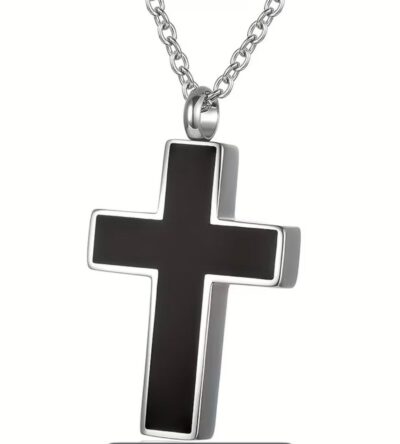 COLLANA CINERARIA CROCE NERA