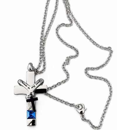 COLLANA CINERARIA CROCE BLU